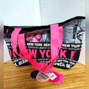 Robin Ruth NY, NY Pink Liberty Canvas Tote~NYC Print New With Tags